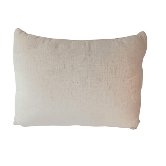 Floral Embroidered Pillow Cream Pink Rust Green Cottagecore Rectangle 15" X 12" - Picture 2 of 14